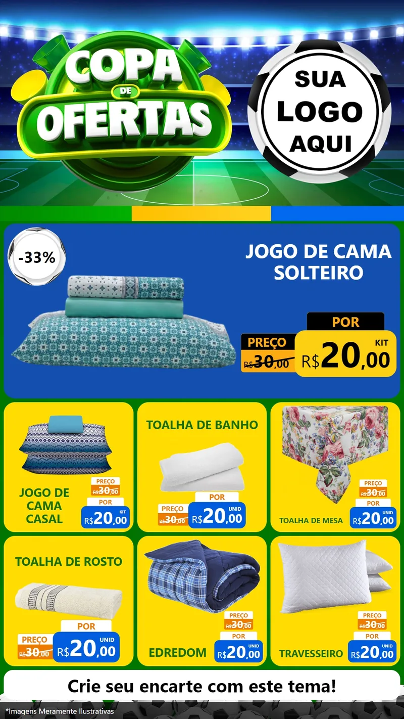 Modelo de Rede Social para Stories com o tema Copa de Ofertas para Cama, Mesa e Banho