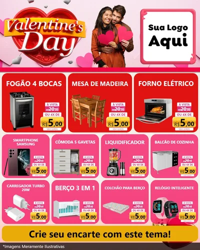 Modelo de Rede Social para Feed Instagram com o tema Valentine's Day para Móveis e Eletro