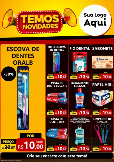 Modelo de Encarte para Encarte A4 Vertical com o tema Temos Novidades para Higiene Pessoal