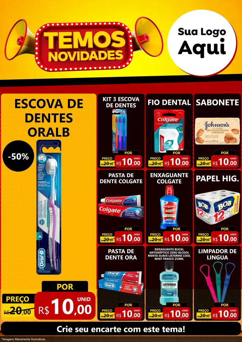Modelo de Encarte para Encarte A4 Vertical com o tema Temos Novidades para Higiene Pessoal