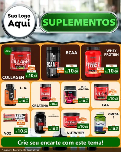 Modelo de Rede Social para Feed Instagram com o tema Suplementos para Suplementos alimentares