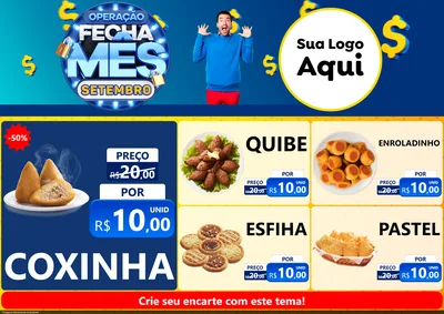 Modelo de Encarte para Encarte A4 Horizontal com o tema Operação Fecha Mês Setembro para Salgadaria