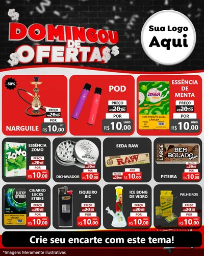 Modelo de Rede Social para Feed Instagram com o tema Domingou de Ofertas para Tabacaria