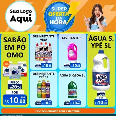Modelo de Rede Social para Feed Facebook com o tema Super Oferta da Hora para Produtos de Limpeza