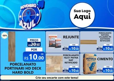 Modelo de Encarte para Encarte A4 Horizontal com o tema Novembro Azul para Pisos e revestimentos