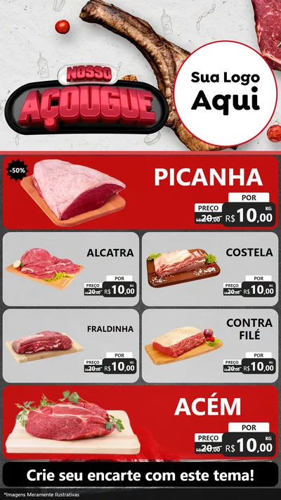 Modelo de TV para TV Vertical com o tema Nosso Açougue para Açougue