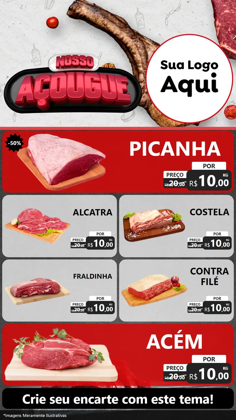 Modelo de TV para TV Vertical com o tema Nosso Açougue para Açougue