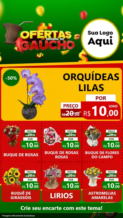 Modelo de Rede Social para Stories com o tema Ofertas Semana Do Gaúcho para Floricultura e jardim