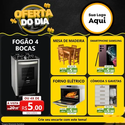 Modelo de Rede Social para Feed Facebook com o tema Oferta Do Dia para Móveis e Eletro