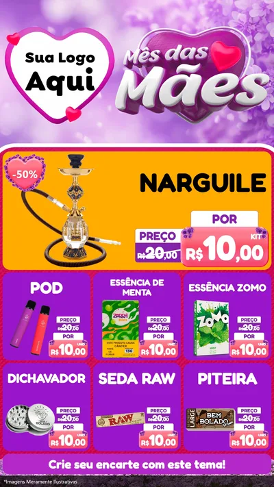 Modelo de Rede Social para Stories com o tema Mês das Mães para Tabacaria