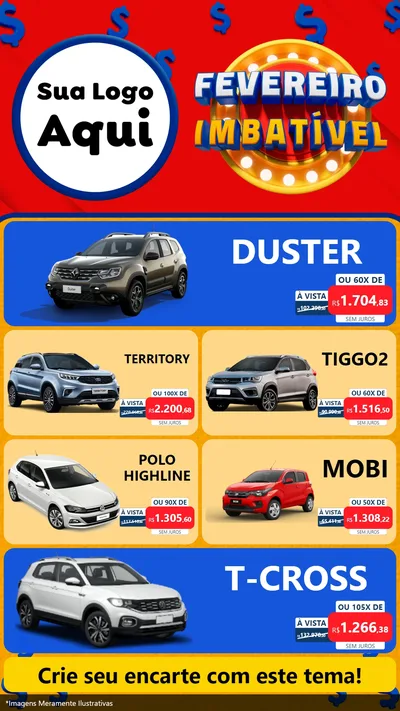 Modelo de TV para TV Vertical com o tema Fevereiro Imbatível para Concessionaria de Carros