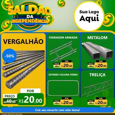 Modelo de Rede Social para Feed Facebook com o tema Saldão da Indepêndencia para Ferragens