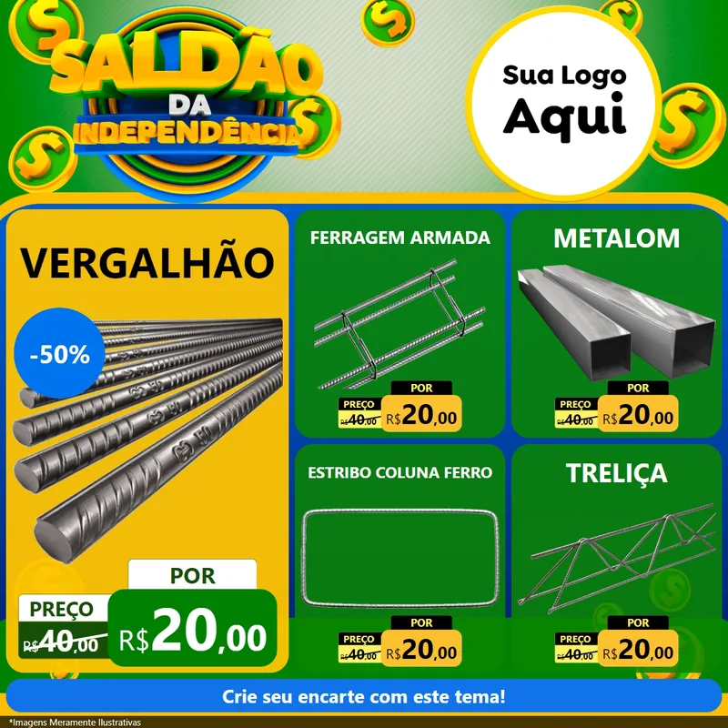 Modelo de Rede Social para Feed Facebook com o tema Saldão da Indepêndencia para Ferragens