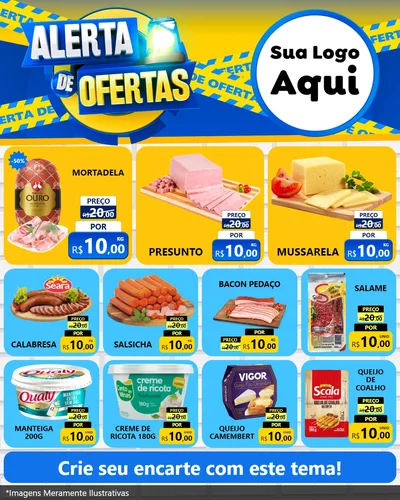 Modelo de Rede Social para Feed Instagram com o tema Alerta de Ofertas para Frios e Laticínios