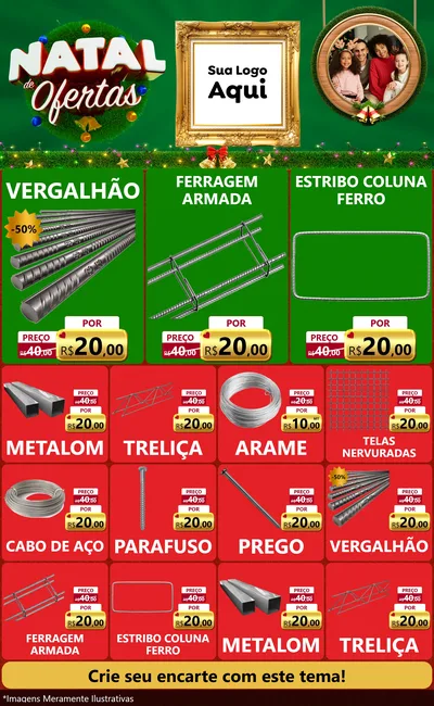 Modelo de Encarte para Encarte Grande com o tema Natal de Ofertas para Ferragens