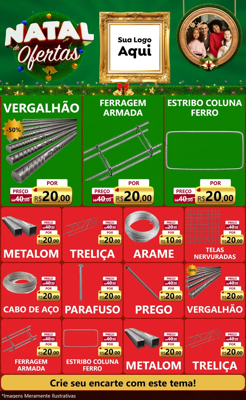 Modelo de Encarte para Encarte Grande com o tema Natal de Ofertas para Ferragens