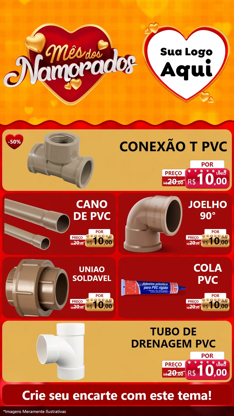 Modelo de TV para TV Vertical com o tema Mês dos Namorados para Tubos e conexões