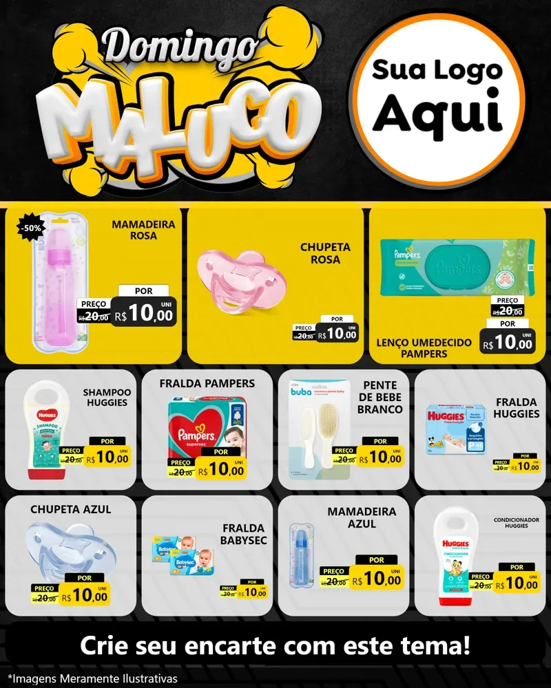 Modelo de Rede Social para Feed Instagram com o tema Domingo Maluco para Bebês