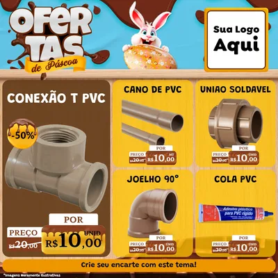 Modelo de Rede Social para Feed Facebook com o tema Ofertas de Páscoa para Tubos e conexões