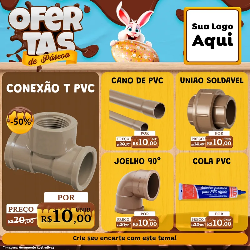 Modelo de Rede Social para Feed Facebook com o tema Ofertas de Páscoa para Tubos e conexões
