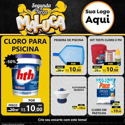 Modelo de Rede Social para Feed Facebook com o tema Segunda e Terça Maluca para Produtos para Piscina