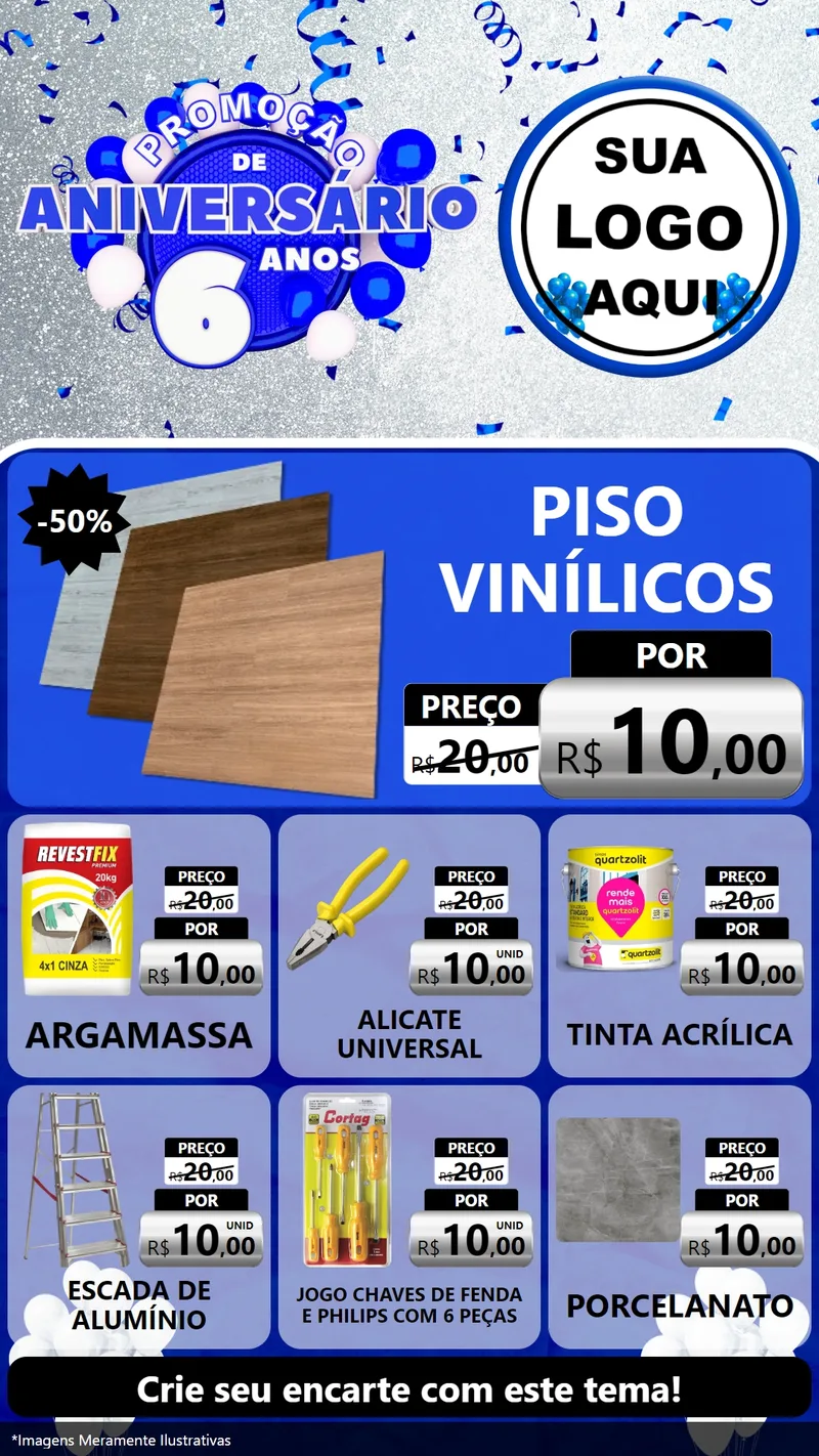Modelo de Rede Social para Stories com o tema Promoção de Aniversário - 6 Anos para Material para Construção