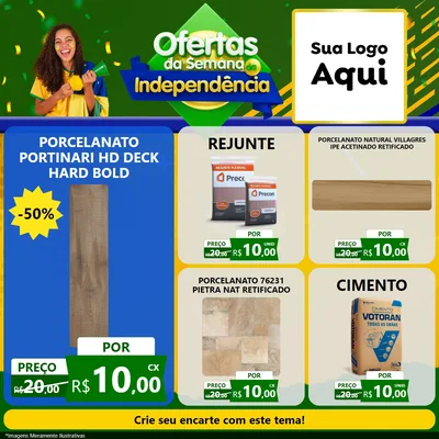 Modelo de Rede Social para Feed Facebook com o tema Ofertas da Semana da Independência para Pisos e revestimentos