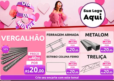 Modelo de Encarte para Encarte A4 Horizontal com o tema Dia da Mulher para Ferragens