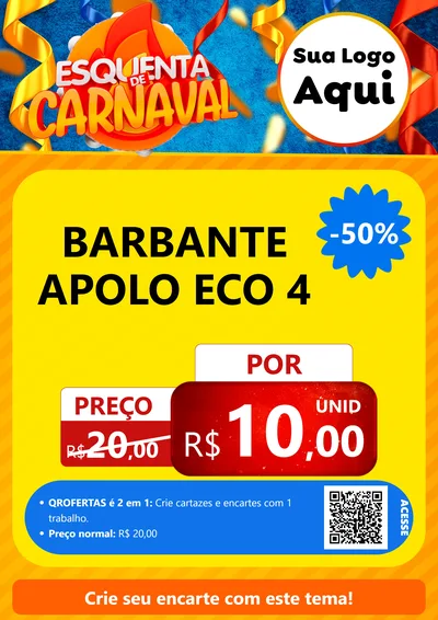 Modelo de Cartaz para Cartaz A4 Vertical com o tema Esquenta de Carnaval para Armarinho e Aviamentos