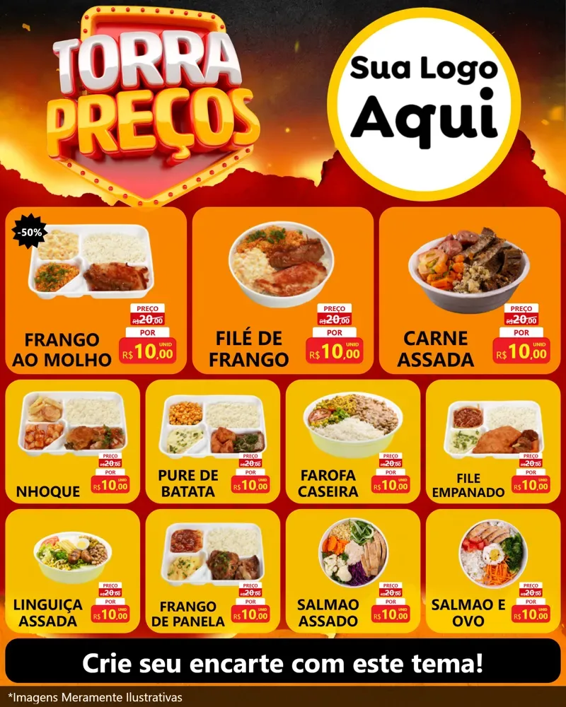 Modelo de Rede Social para Feed Instagram com o tema Torra Preços para Restaurante