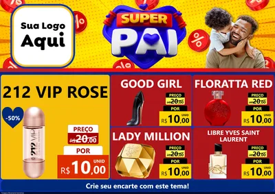 Modelo de Encarte para Encarte A4 Horizontal com o tema Super Pai para Perfumes