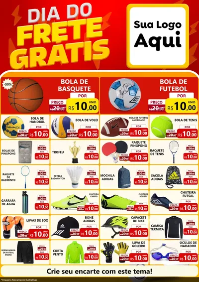 Modelo de Encarte para Encarte A4 Vertical com o tema Dia do Frete Grátis para Artigos Esportivos