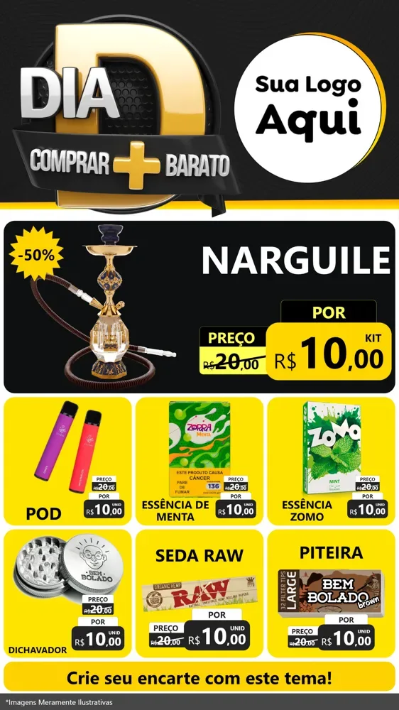 Modelo de Rede Social para Stories com o tema Dia D Mais Economia para Tabacaria