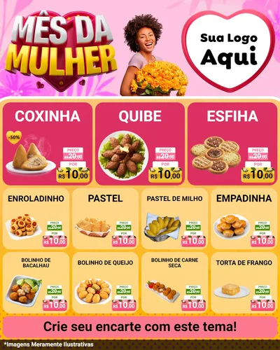Modelo de Rede Social para Feed Instagram com o tema Mês da Mulher para Salgadaria