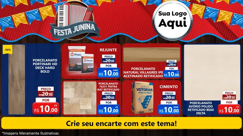Modelo de TV para TV Horizontal com o tema Festa Junina para Pisos e revestimentos