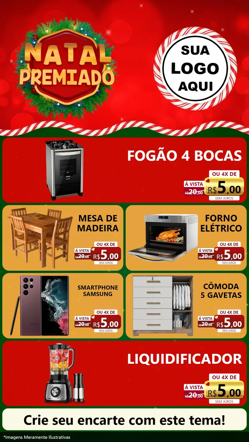 Modelo de TV para TV Vertical com o tema Natal Premiado para Móveis e Eletro
