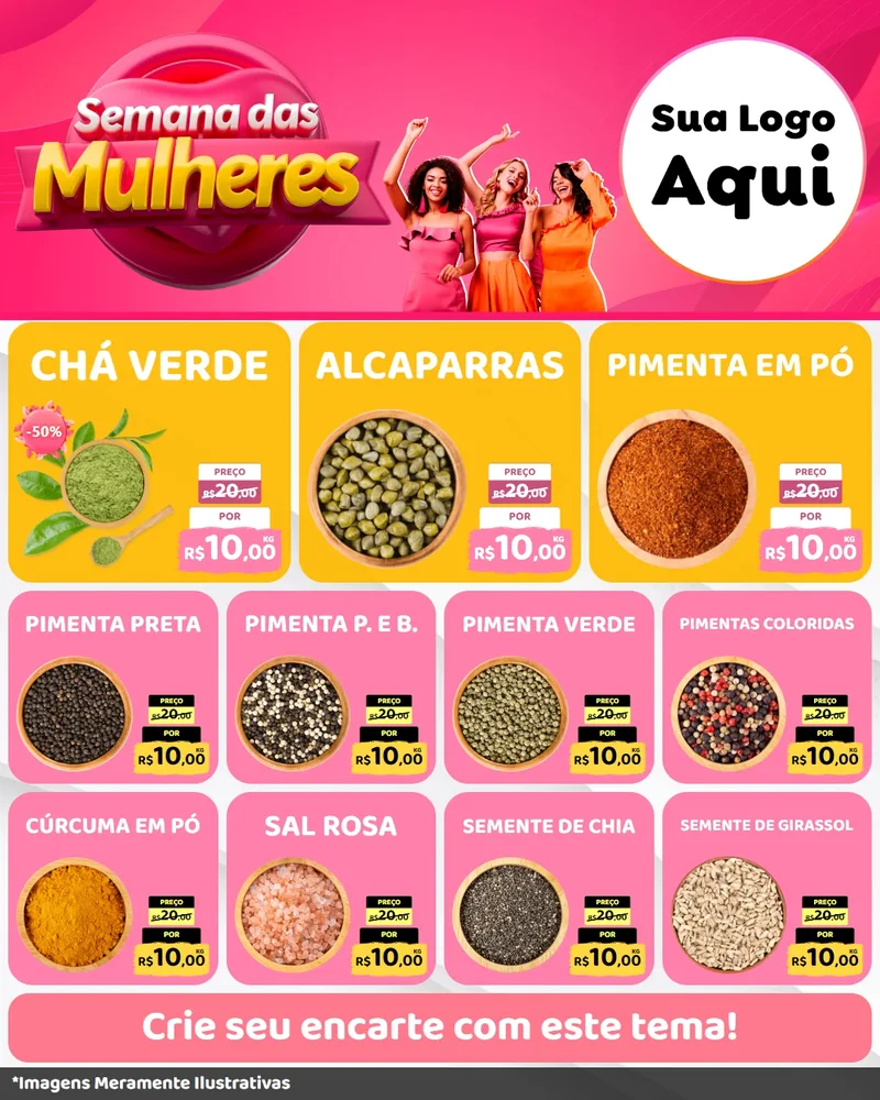 Modelo de Rede Social para Feed Instagram com o tema Semana das Mulheres para Produtos Naturais