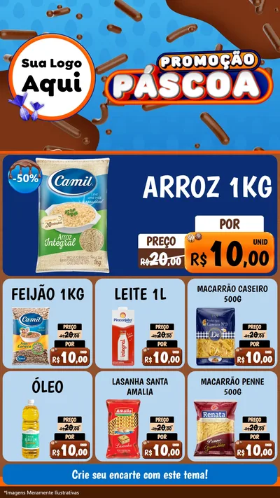 Modelo de Rede Social para Stories com o tema Promoção Páscoa para Supermercado