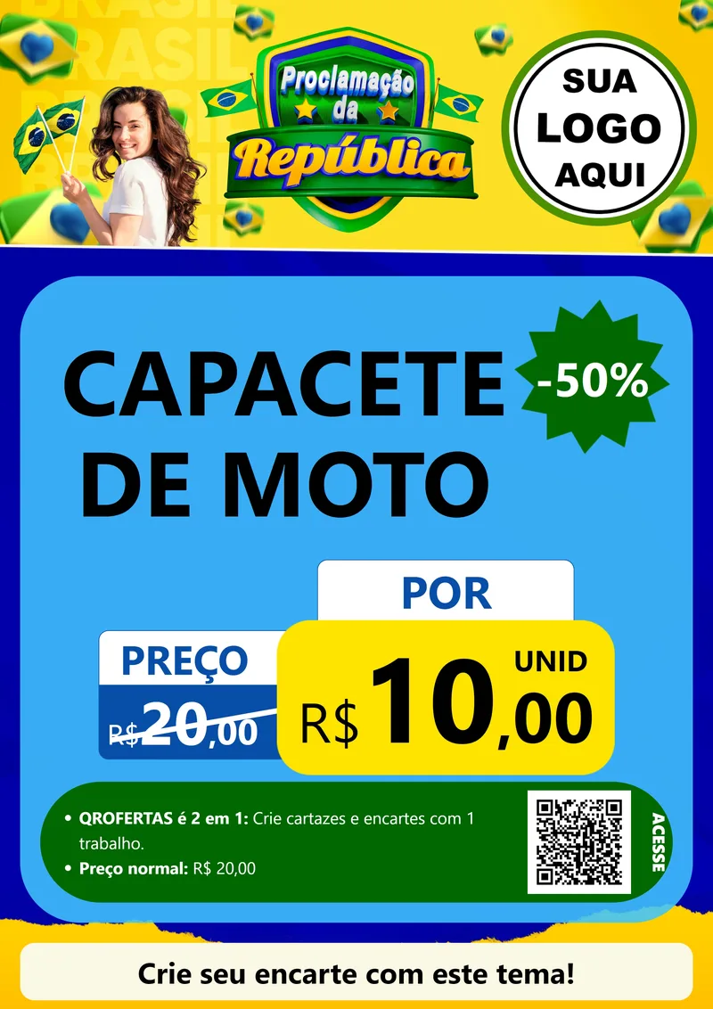 Modelo de Cartaz para Cartaz A4 Vertical com o tema Proclamação da República para Moto peças