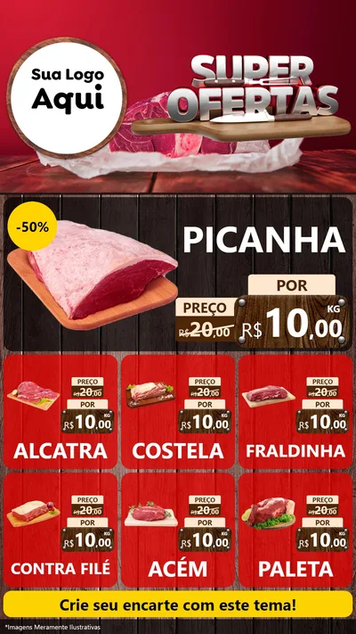 Modelo de Rede Social para Stories com o tema Super Ofertas - Açougue para Açougue