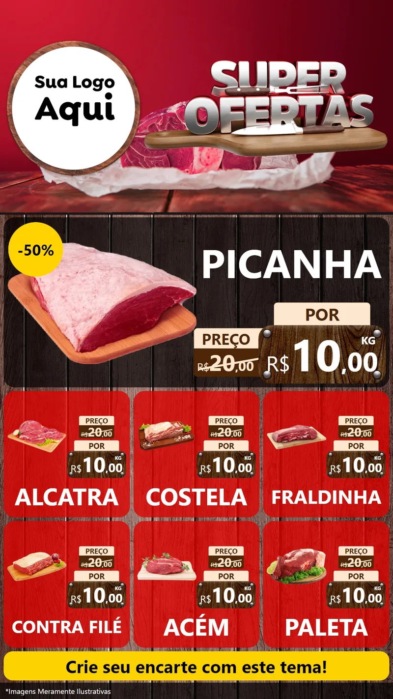 Modelo de Rede Social para Stories com o tema Super Ofertas - Açougue para Açougue