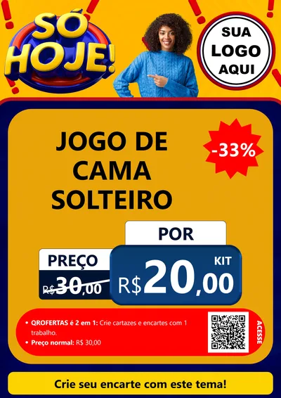 Modelo de Cartaz para Cartaz A4 Vertical com o tema Só Hoje! para Cama, Mesa e Banho