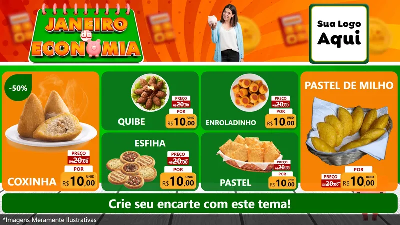 Modelo de TV para TV Horizontal com o tema Janeiro da Economia para Salgadaria