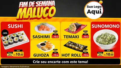Modelo de TV para TV Horizontal com o tema Final de Semana Maluco para Comida japonesa