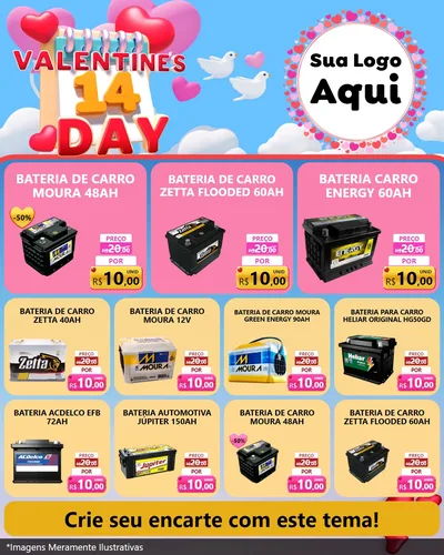 Modelo de Rede Social para Feed Instagram com o tema Valentine's Day para Baterias Elétricas