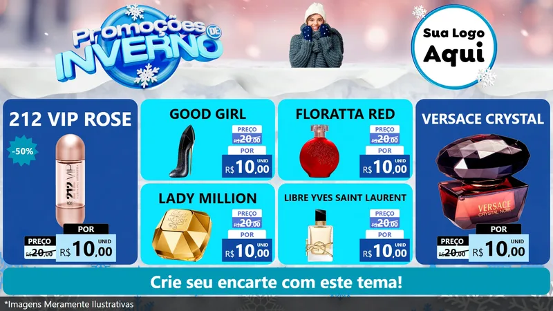 Modelo de TV para TV Horizontal com o tema Promoções de Inverno para Perfumes