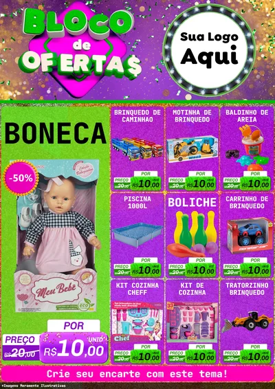 Modelo de Encarte para Encarte A4 Vertical com o tema Bloco de Ofertas para Brinquedos