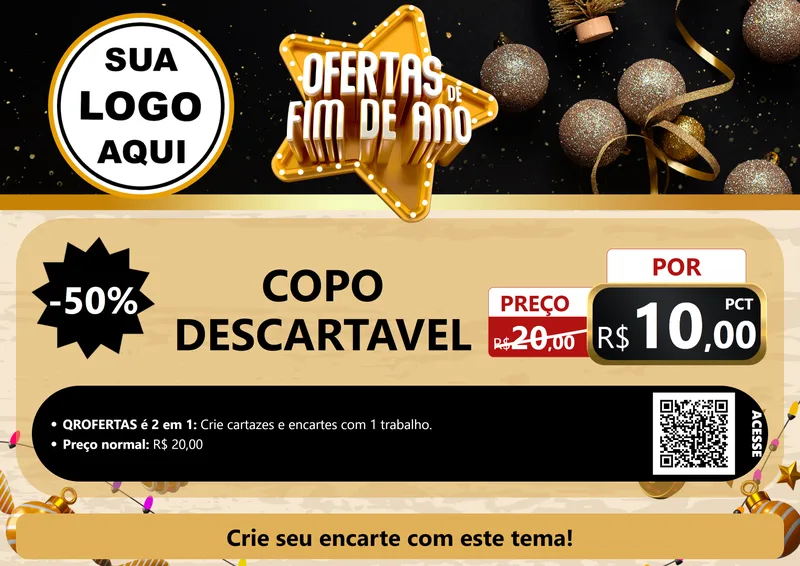 Modelo de Cartaz para Cartaz A4 Horizontal com o tema Ofertas de Fim de Ano para Embalagens