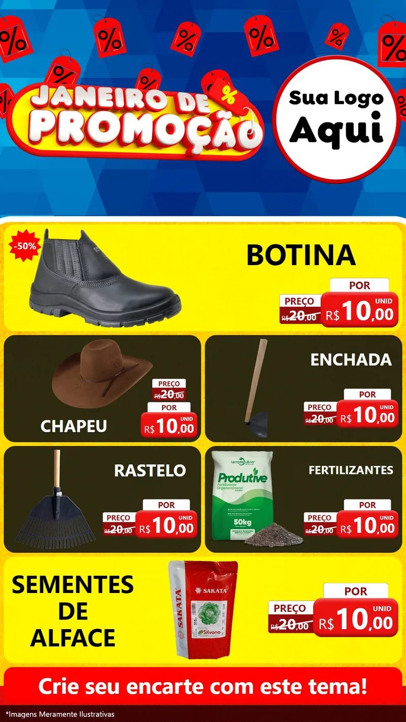 Modelo de TV para TV Vertical com o tema Janeiro de Promoção para Agropecuária