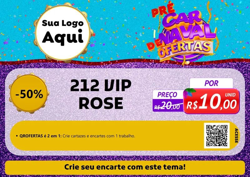 Modelo de Cartaz para Cartaz A4 Horizontal com o tema Pré Carnaval de Ofertas para Perfumes